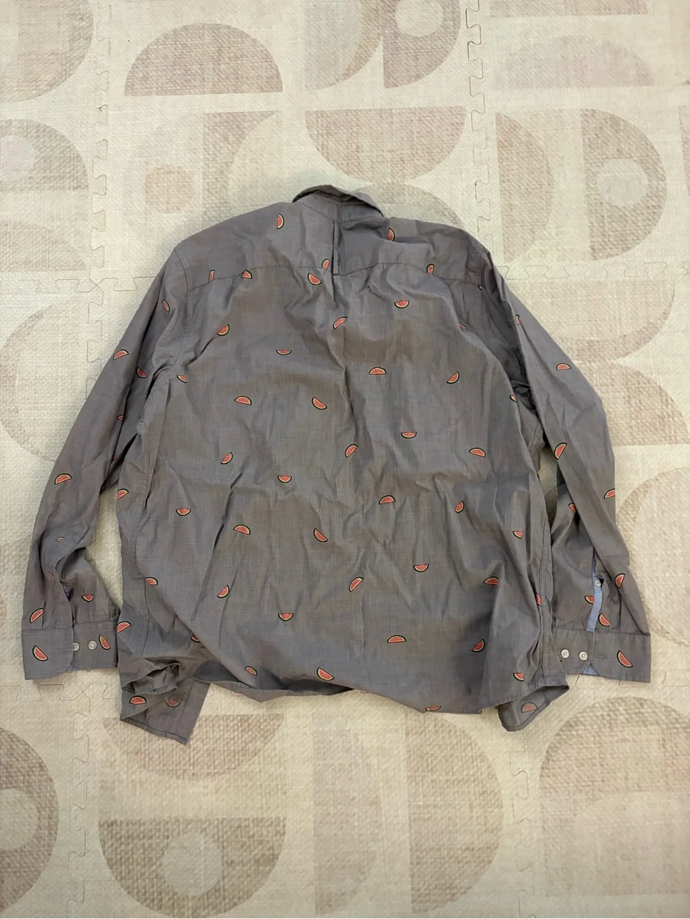 Banana Republic Gray Shirt with Pink & Green Watermelon Motif